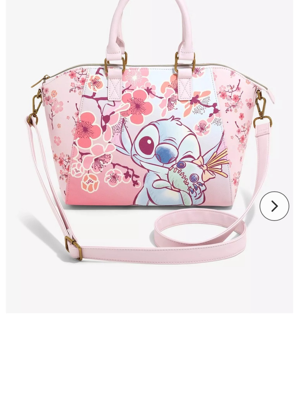 Disney Pink Stitch Floral Convertible Satchel Purse